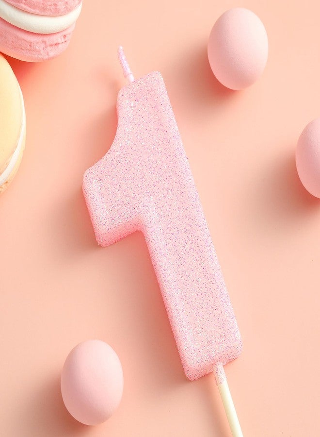PHD CAKE 2.76 Inch Luxe Pink Glitter 1 Number Birthday Candles, Pink Number Candles, Cake Number Candles, Party Celebration - Image 2